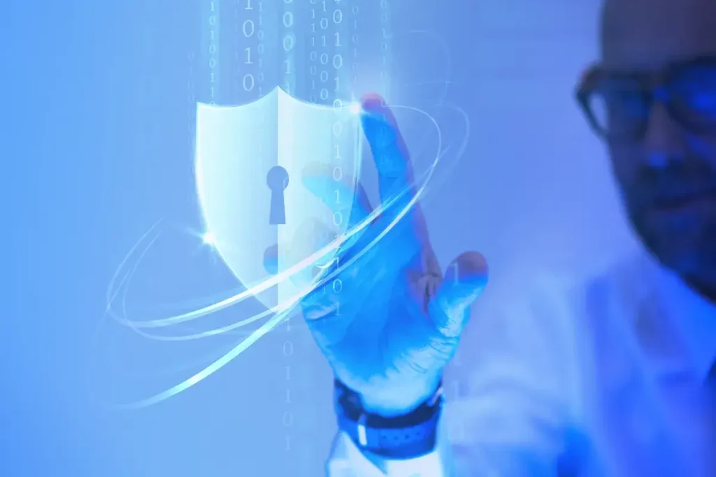 man-touching-a-padlock-shield