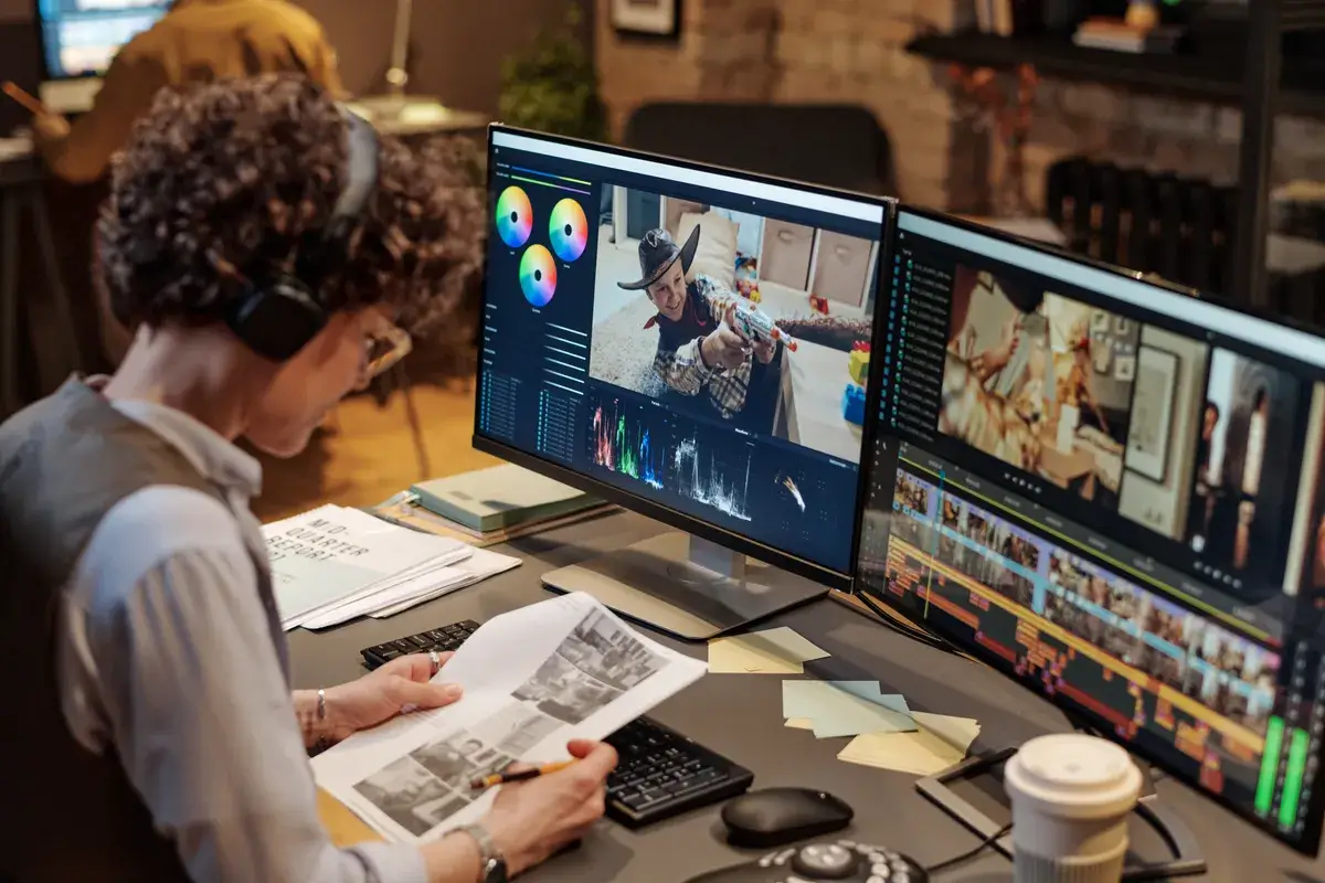 editor-examining-script-of-montage