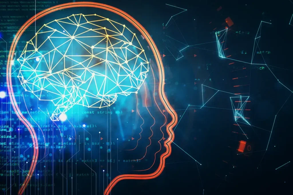 robot-head-and-digital-brain-hologram