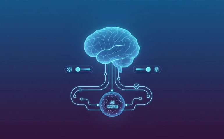 Illustration of an AI brain connected to three glowing settings sliders, symbolizing making Claude more consistent, smarter, and reliable with better configuration.