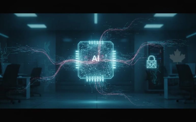 Futuristic holographic AI network with red warning signals and fragmented data paths representing model misalignment and the need for proactive AI safety.