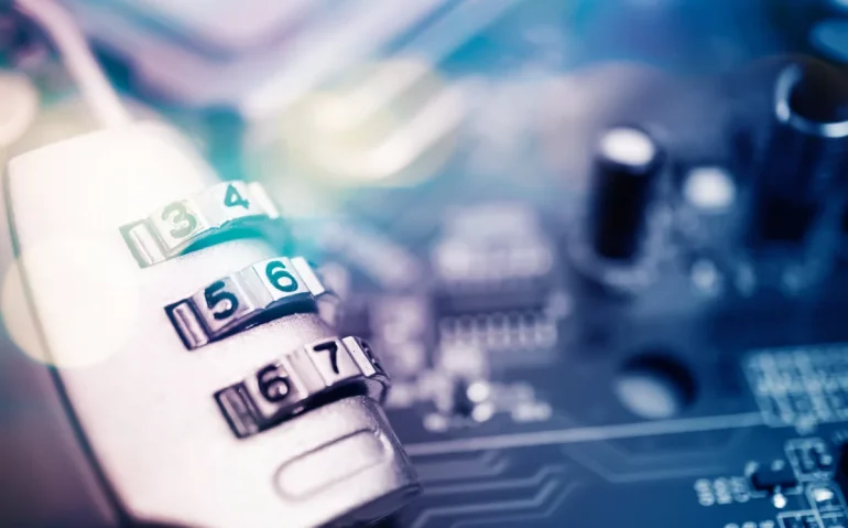 combination-lock-on-computer-circuit