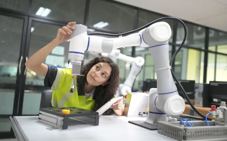 engineer-interacts-with-robotic