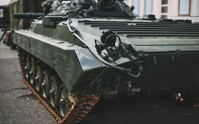 olive-drab-armored-vehicle-with-tracked