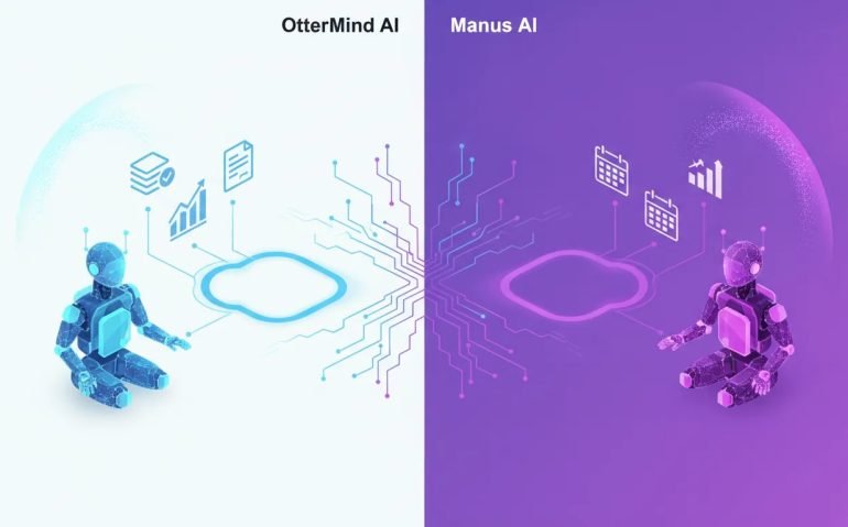 Isometric illustration of two AI agents in an AI workspace automating research and workflows with persistent memory and fast looping connections, shown with glowing nodes and circuit paths, no text.