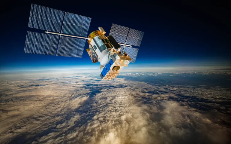 satellite-orbiting-above-earth-with