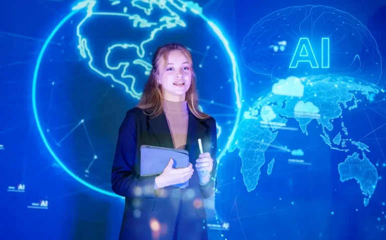 woman-presents-information-about-artificial-intell