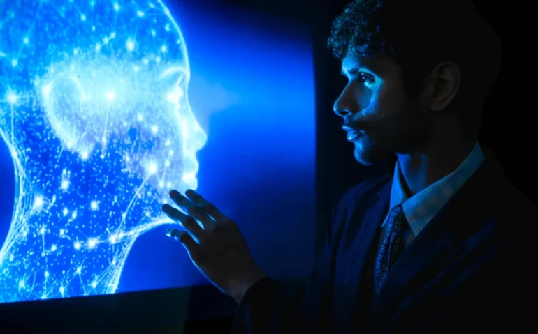 young-businessman-interacting-with-a-glowing